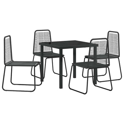 vidaXL Garden Dining Set 5 pcs Black Powder-Coated Steel