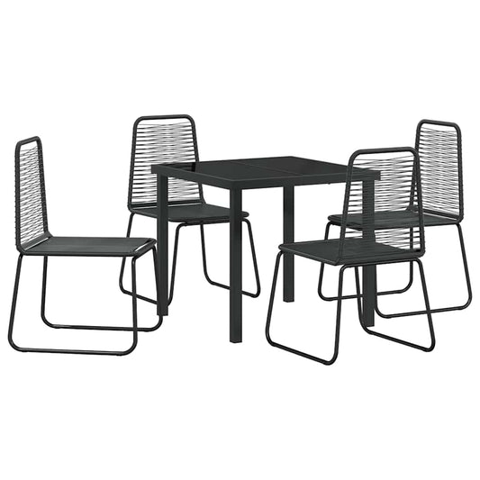 vidaXL Garden Dining Set 5 pcs Black Powder-Coated Steel