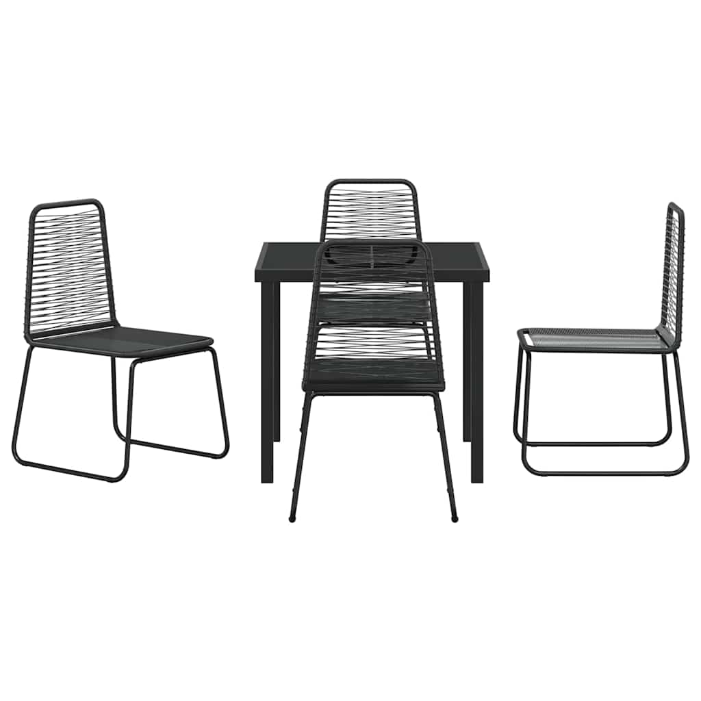 vidaXL Garden Dining Set 5 pcs Black Powder-Coated Steel