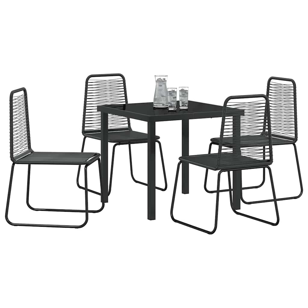 vidaXL Garden Dining Set 5 pcs Black Powder-Coated Steel