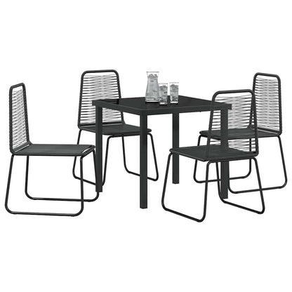 vidaXL Garden Dining Set 5 pcs Black Powder-Coated Steel