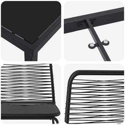 vidaXL Garden Dining Set 5 pcs Black Powder-Coated Steel