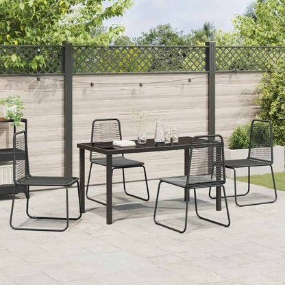 vidaXL Garden Dining Set 5 pcs Black Powder-Coated Steel