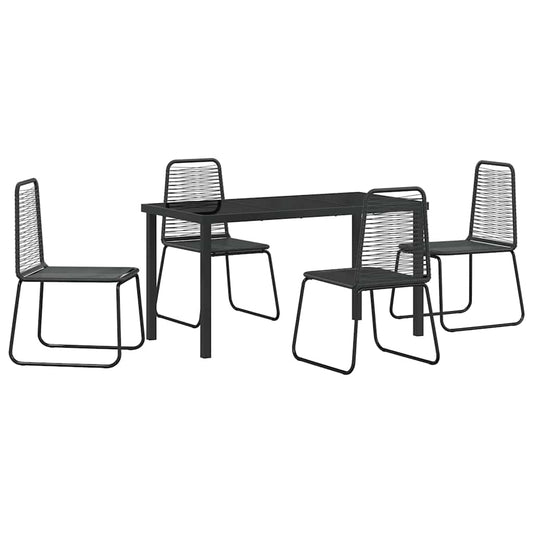 vidaXL Garden Dining Set 5 pcs Black Powder-Coated Steel