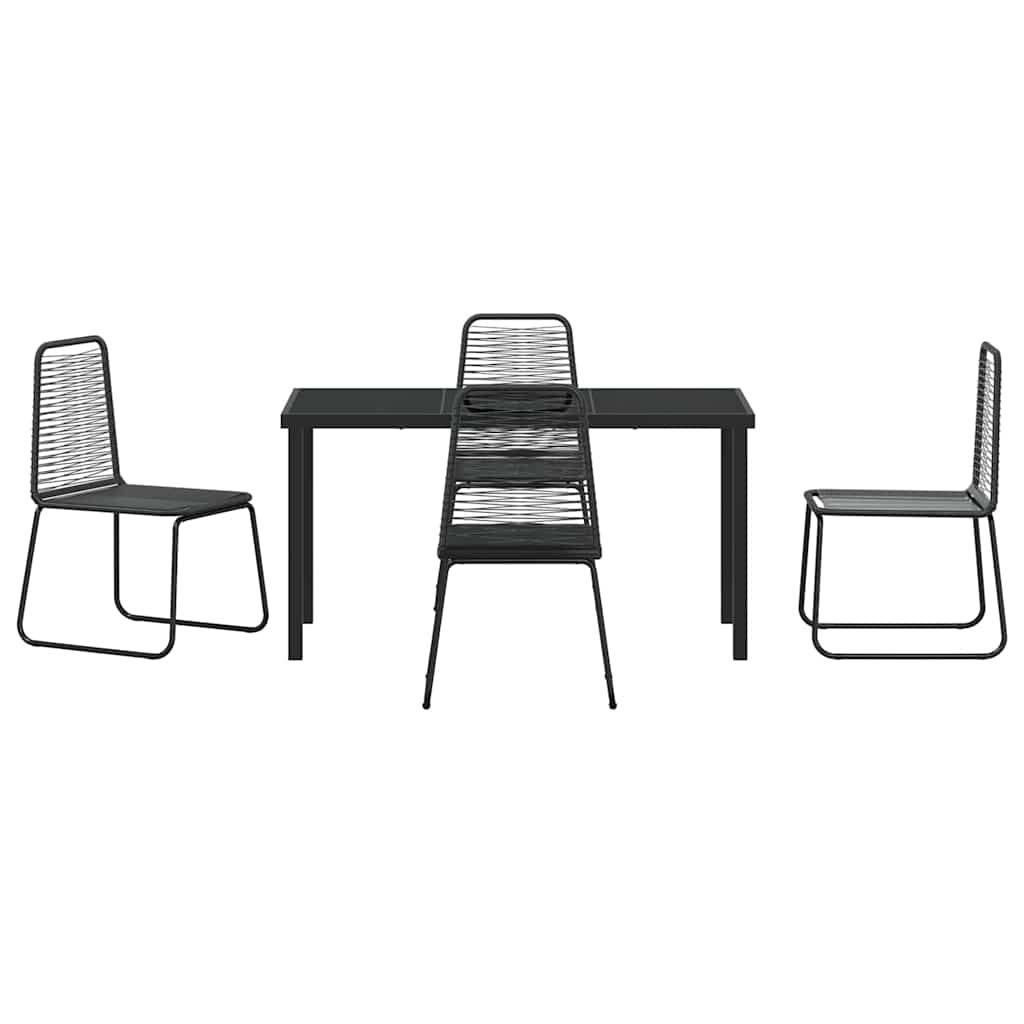 vidaXL Garden Dining Set 5 pcs Black Powder-Coated Steel
