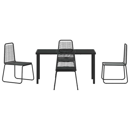 vidaXL Garden Dining Set 5 pcs Black Powder-Coated Steel