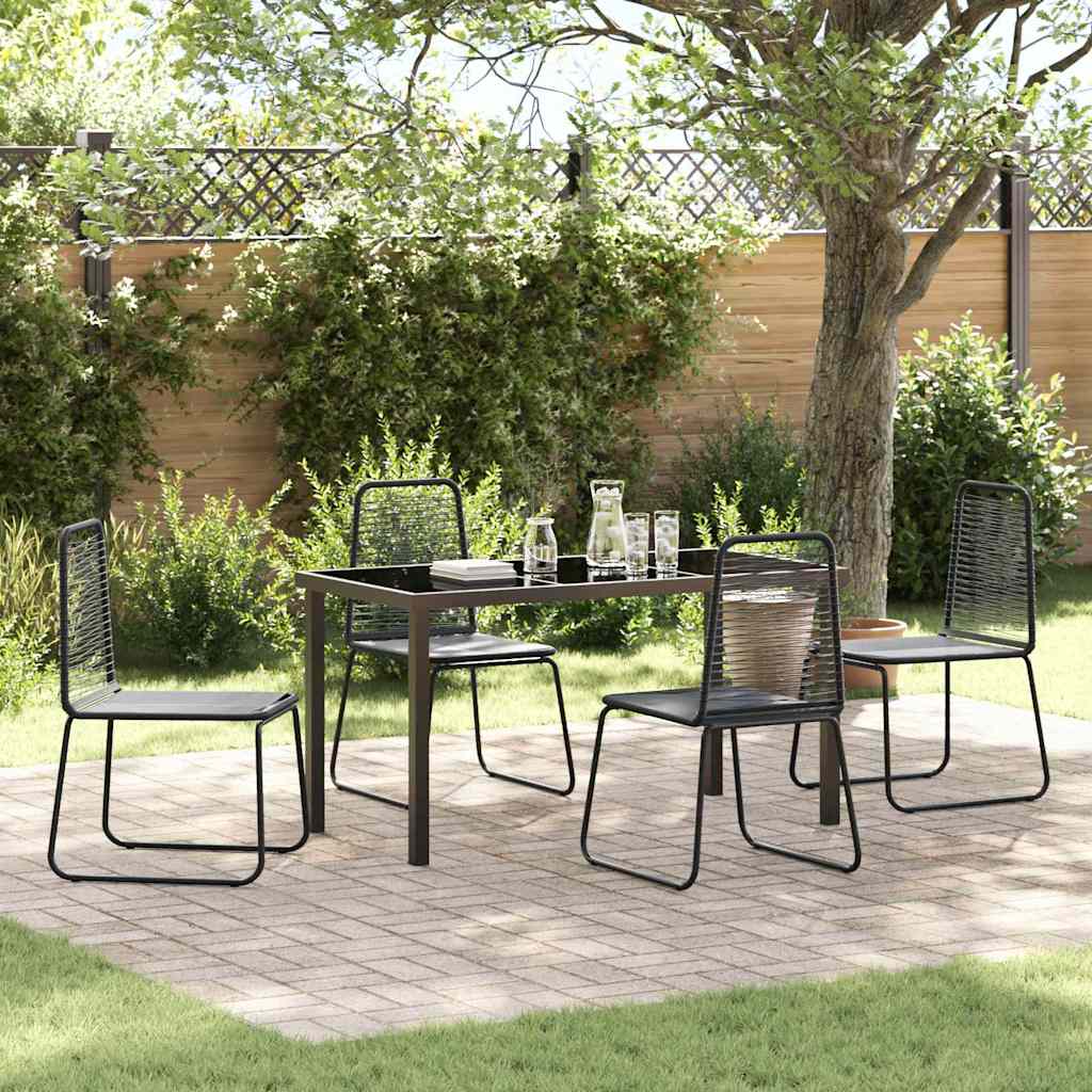 vidaXL Garden Dining Set 5 pcs Black Powder-Coated Steel