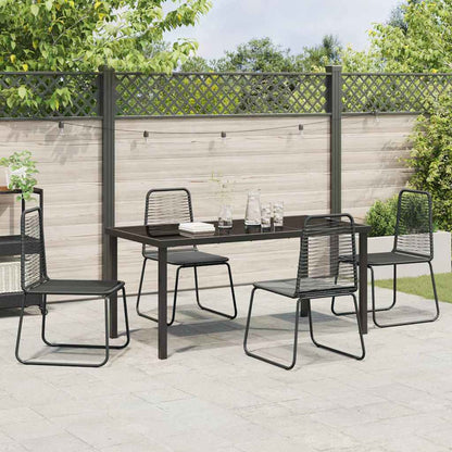 vidaXL Garden Dining Set 5 pcs Black Powder-Coated Steel
