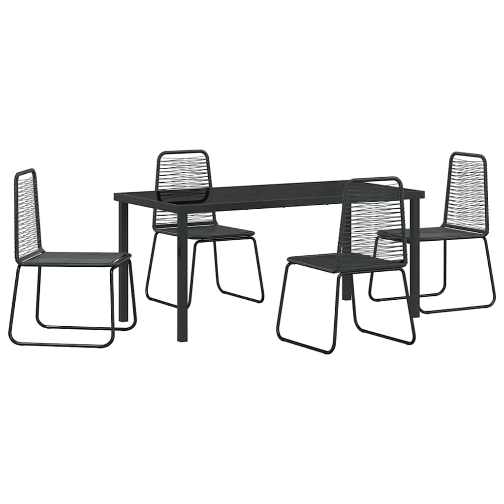 vidaXL Garden Dining Set 5 pcs Black Powder-Coated Steel