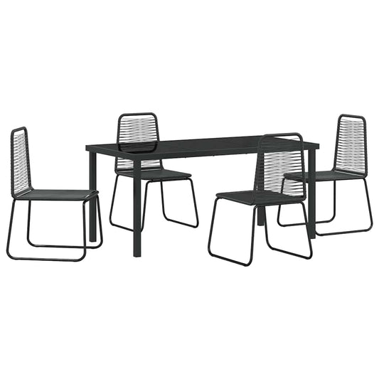 vidaXL Garden Dining Set 5 pcs Black Powder-Coated Steel