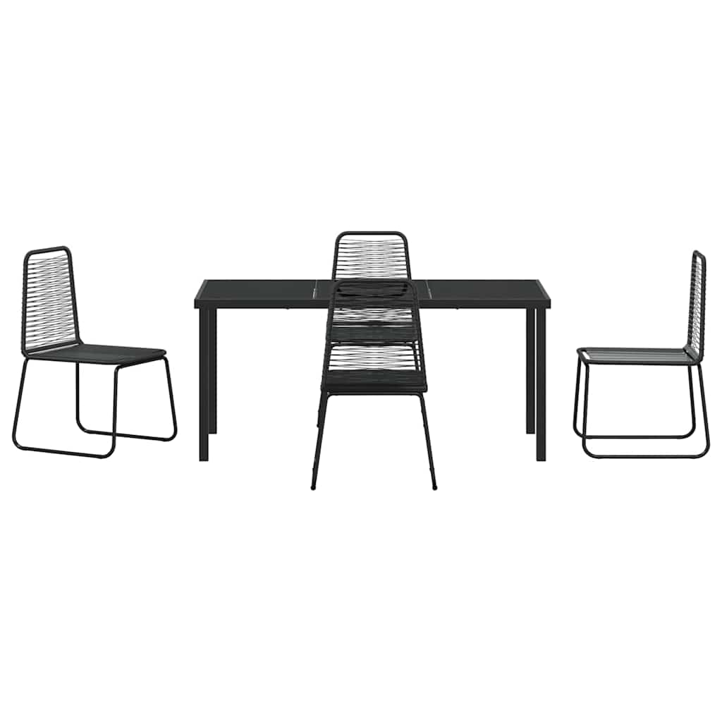 vidaXL Garden Dining Set 5 pcs Black Powder-Coated Steel