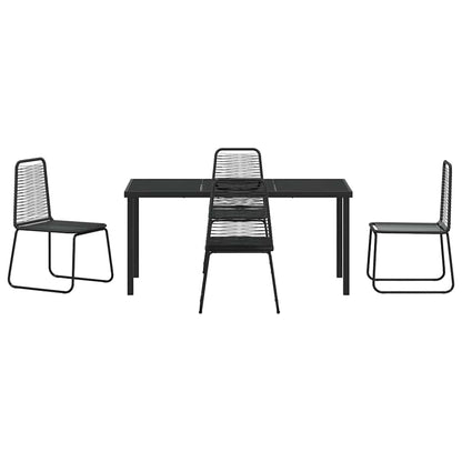 vidaXL Garden Dining Set 5 pcs Black Powder-Coated Steel