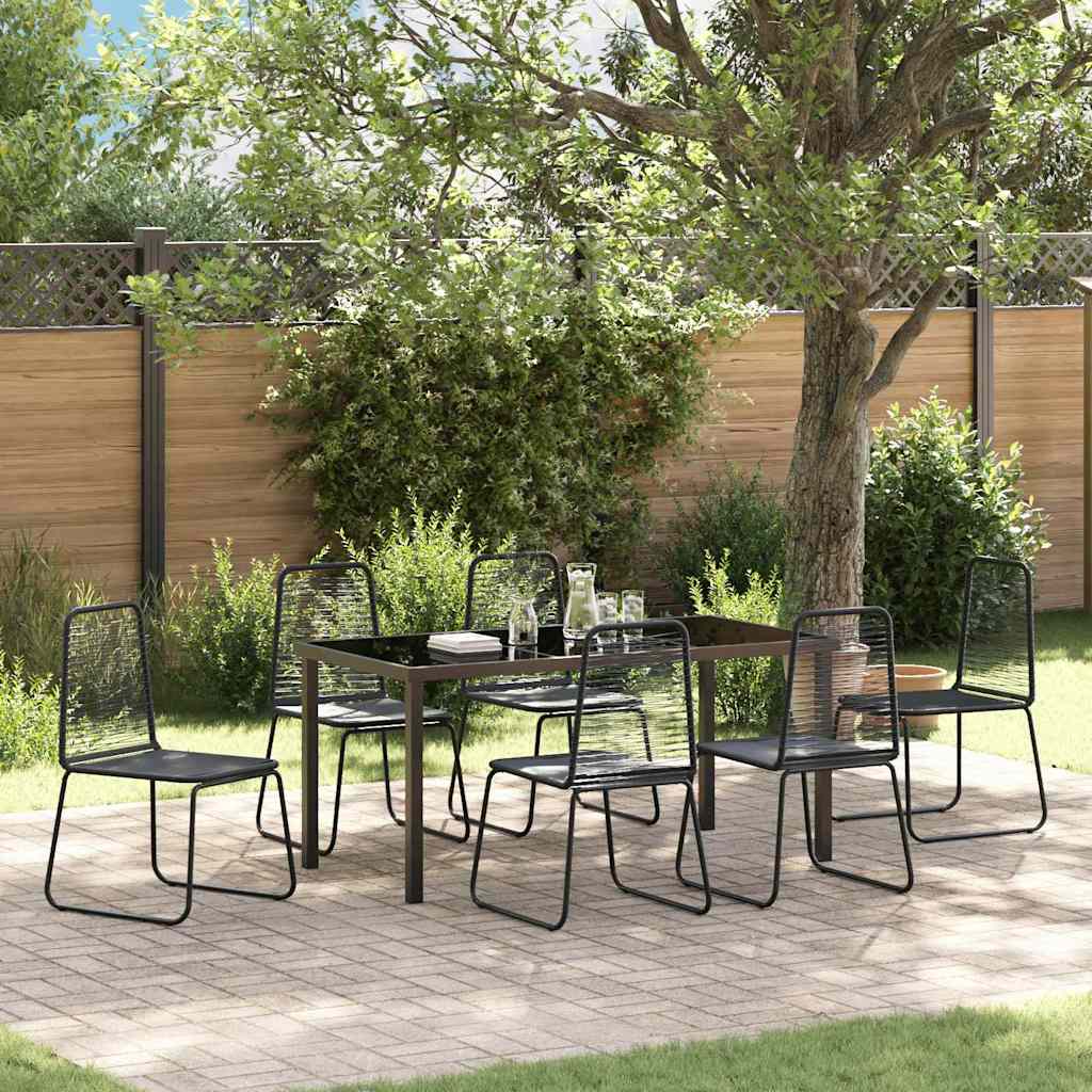 vidaXL Garden Dining Set 7 pcs Black Powder-Coated Steel