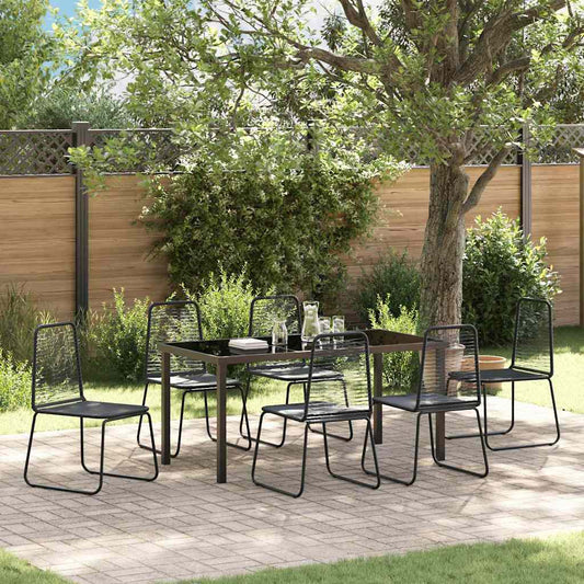vidaXL Garden Dining Set 7 pcs Black Powder-Coated Steel