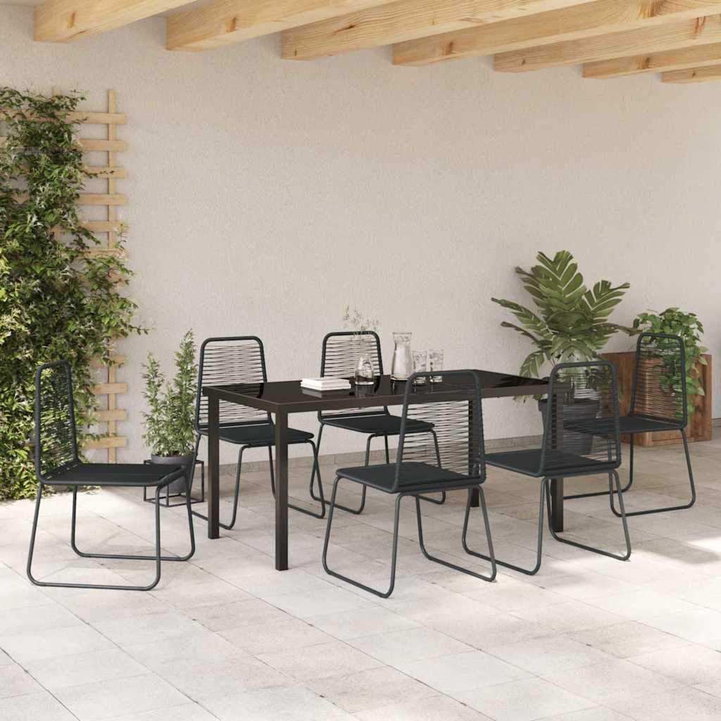 vidaXL Garden Dining Set 7 pcs Black Powder-Coated Steel