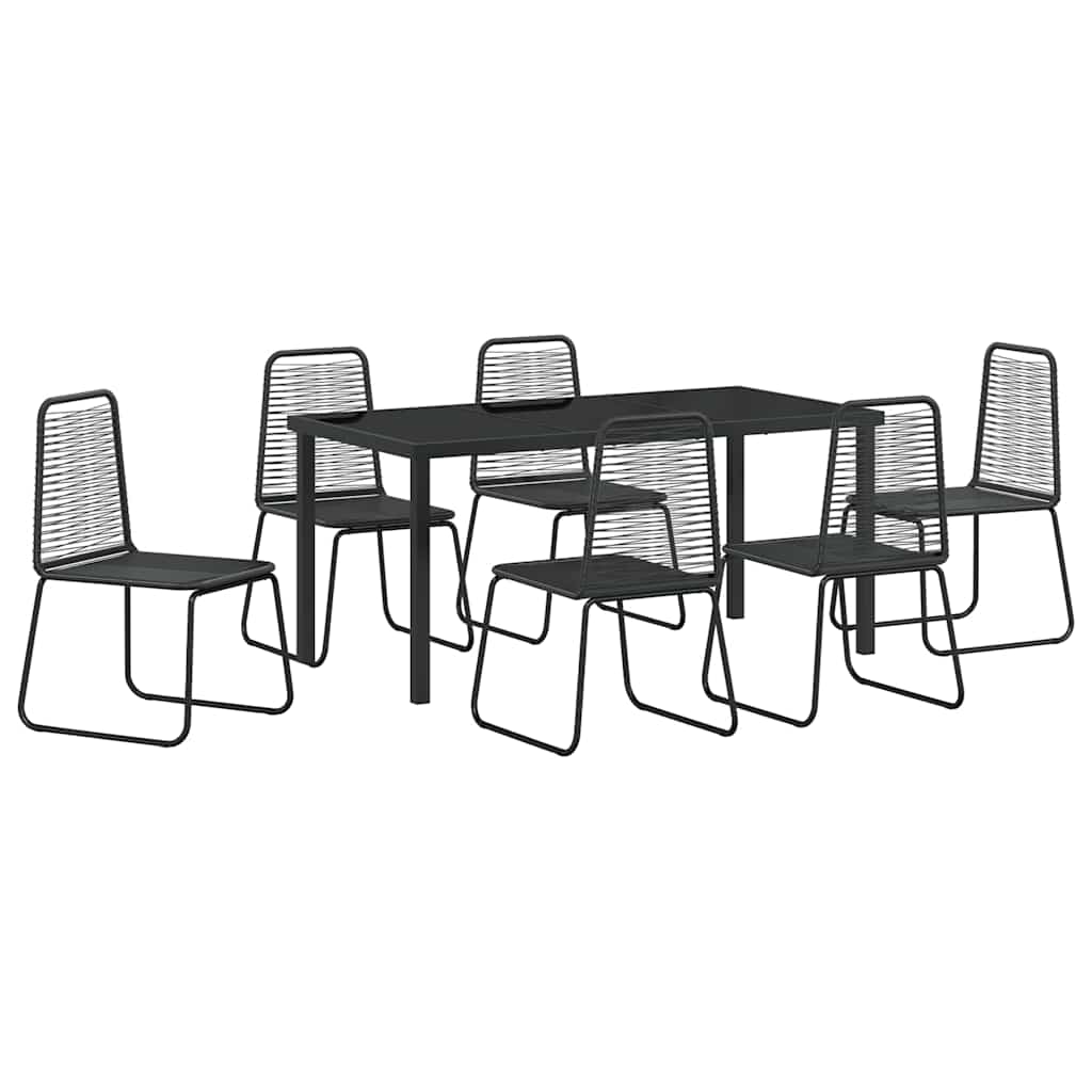 vidaXL Garden Dining Set 7 pcs Black Powder-Coated Steel