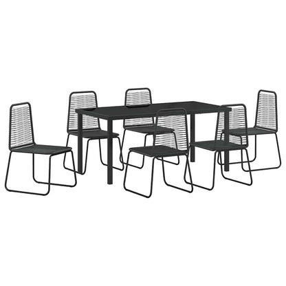 vidaXL Garden Dining Set 7 pcs Black Powder-Coated Steel