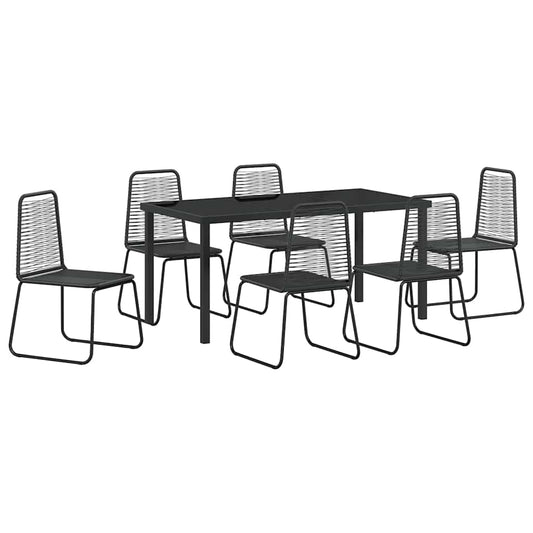vidaXL Garden Dining Set 7 pcs Black Powder-Coated Steel