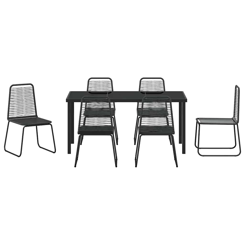 vidaXL Garden Dining Set 7 pcs Black Powder-Coated Steel