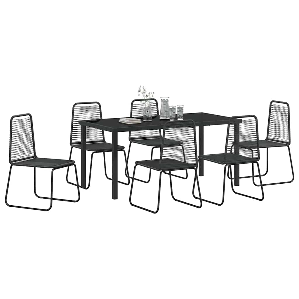 vidaXL Garden Dining Set 7 pcs Black Powder-Coated Steel