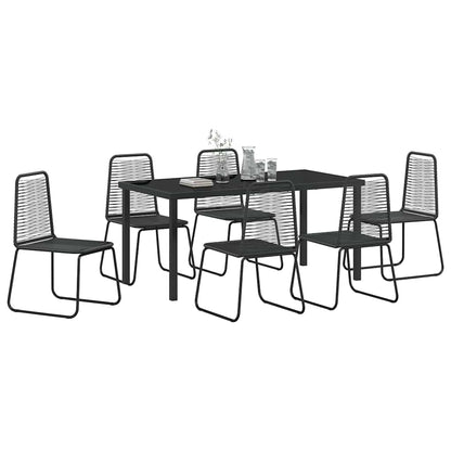 vidaXL Garden Dining Set 7 pcs Black Powder-Coated Steel