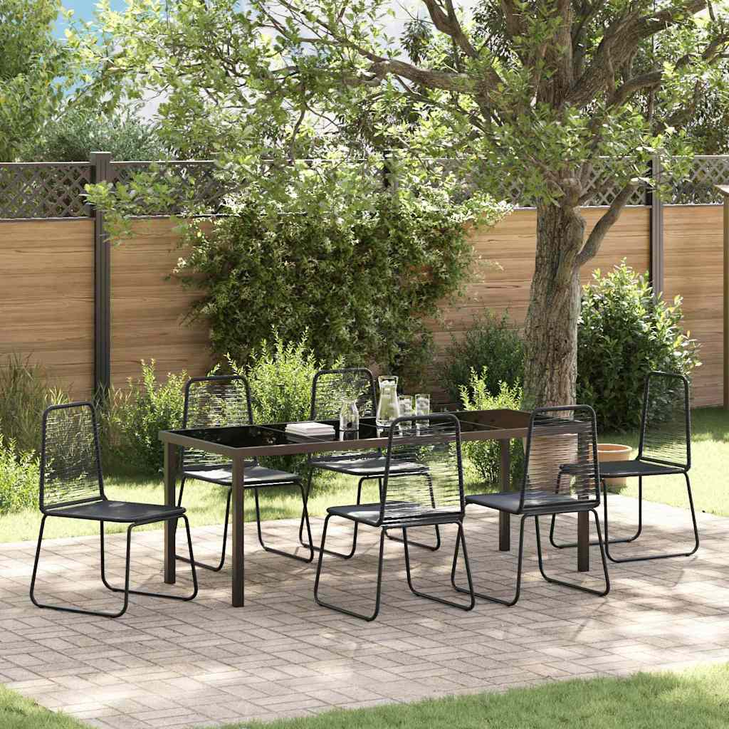 vidaXL Garden Dining Set 7 pcs Black Powder-Coated Steel