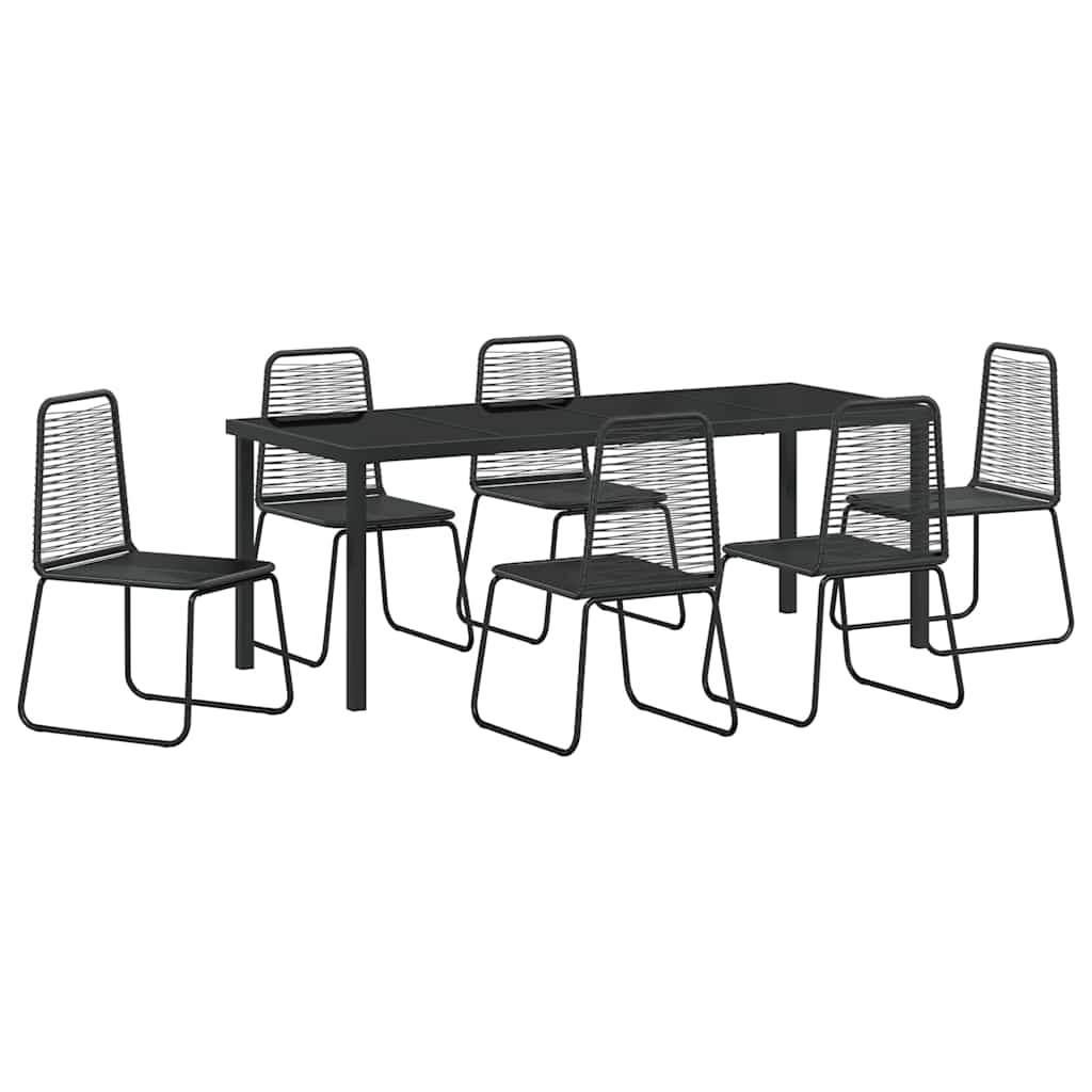 vidaXL Garden Dining Set 7 pcs Black Powder-Coated Steel