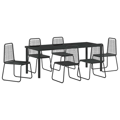 vidaXL Garden Dining Set 7 pcs Black Powder-Coated Steel