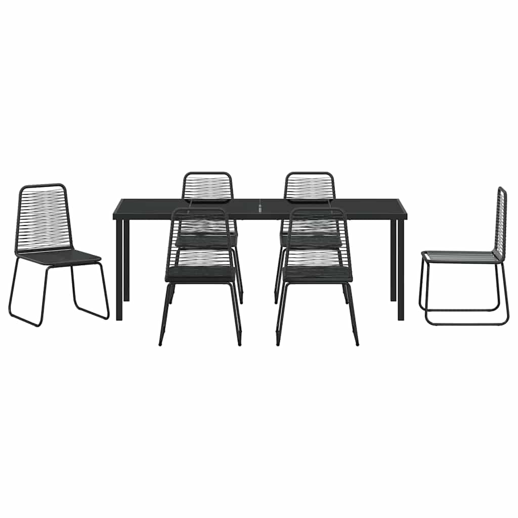 vidaXL Garden Dining Set 7 pcs Black Powder-Coated Steel