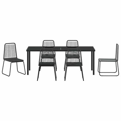 vidaXL Garden Dining Set 7 pcs Black Powder-Coated Steel