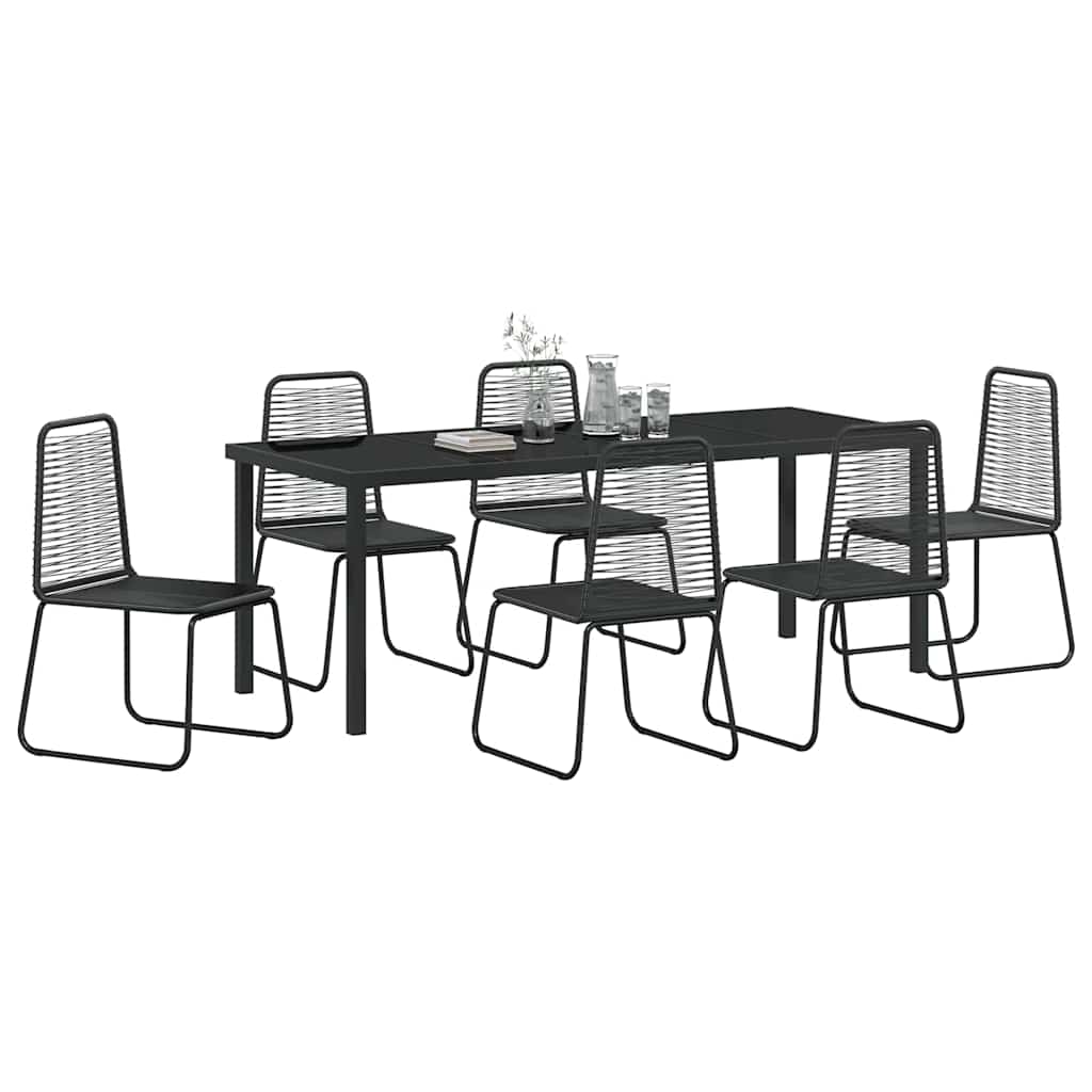 vidaXL Garden Dining Set 7 pcs Black Powder-Coated Steel
