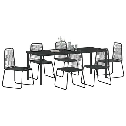 vidaXL Garden Dining Set 7 pcs Black Powder-Coated Steel