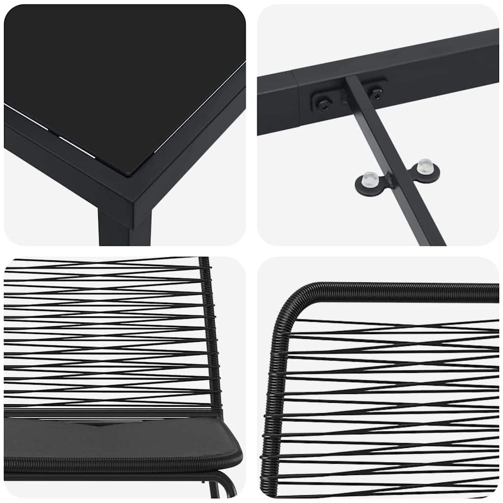 vidaXL Garden Dining Set 9 pcs Black Powder-Coated Steel