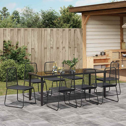 vidaXL Garden Dining Set 9 pcs Black Powder-Coated Steel