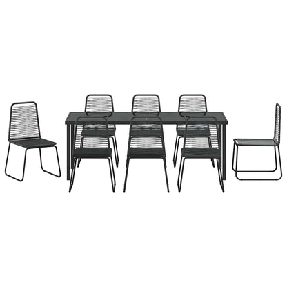 vidaXL Garden Dining Set 9 pcs Black Powder-Coated Steel