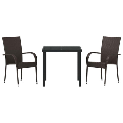 vidaXL Garden Dining Set 3 pcs Brown Powder-Coated Steel
