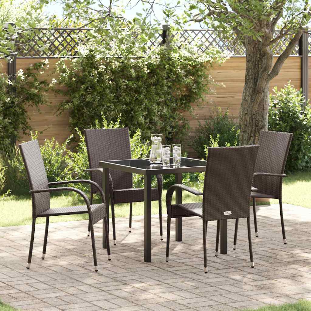 vidaXL Garden Dining Set 5 pcs Brown Powder-Coated Steel