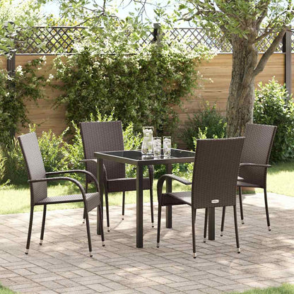 vidaXL Garden Dining Set 5 pcs Brown Powder-Coated Steel