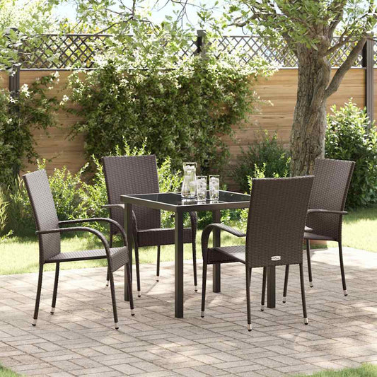 vidaXL Garden Dining Set 5 pcs Brown Powder-Coated Steel