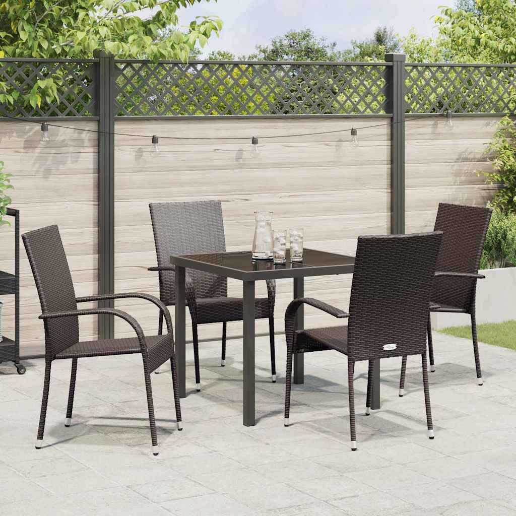 vidaXL Garden Dining Set 5 pcs Brown Powder-Coated Steel