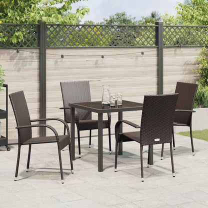 vidaXL Garden Dining Set 5 pcs Brown Powder-Coated Steel