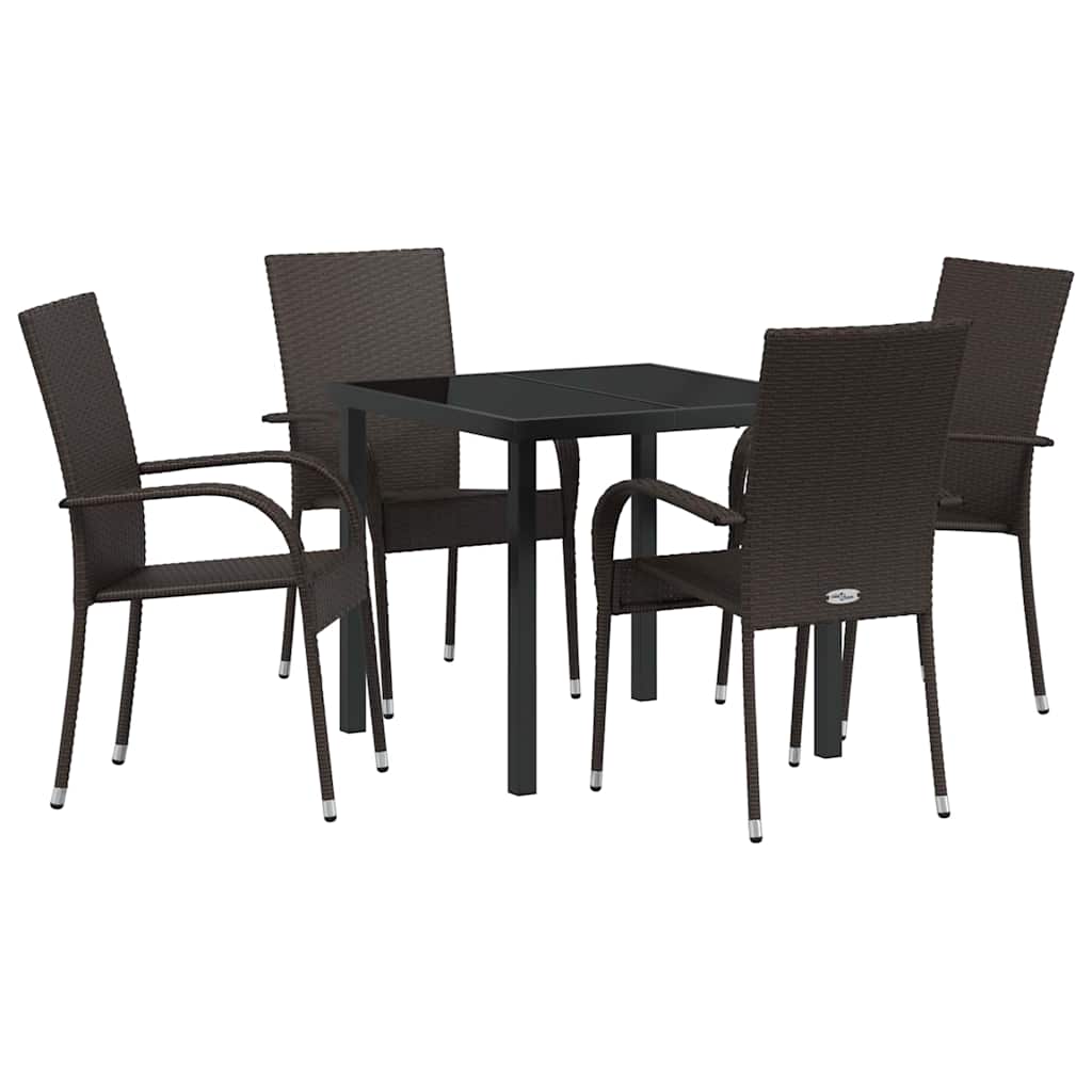 vidaXL Garden Dining Set 5 pcs Brown Powder-Coated Steel
