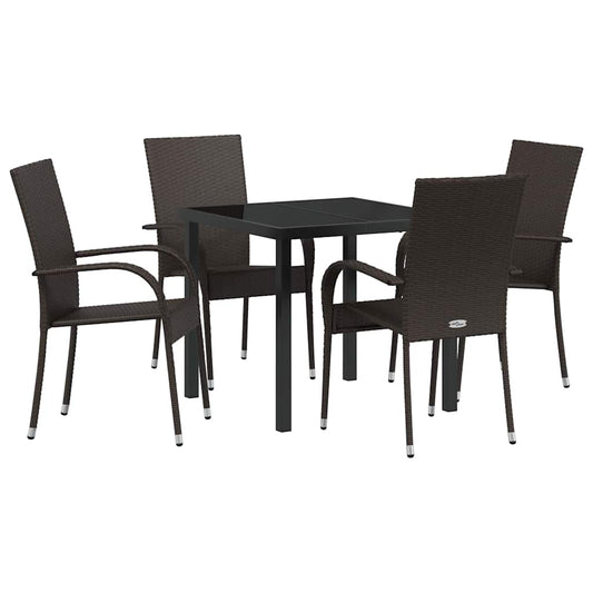 vidaXL Garden Dining Set 5 pcs Brown Powder-Coated Steel