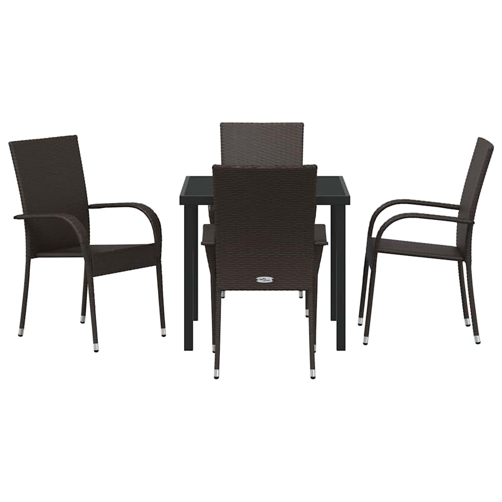 vidaXL Garden Dining Set 5 pcs Brown Powder-Coated Steel
