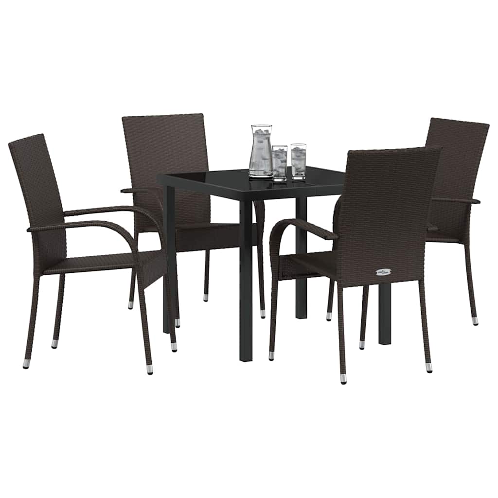 vidaXL Garden Dining Set 5 pcs Brown Powder-Coated Steel