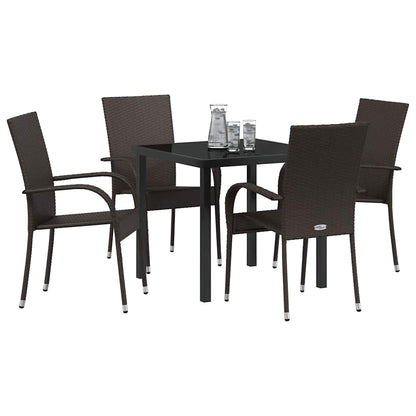 vidaXL Garden Dining Set 5 pcs Brown Powder-Coated Steel