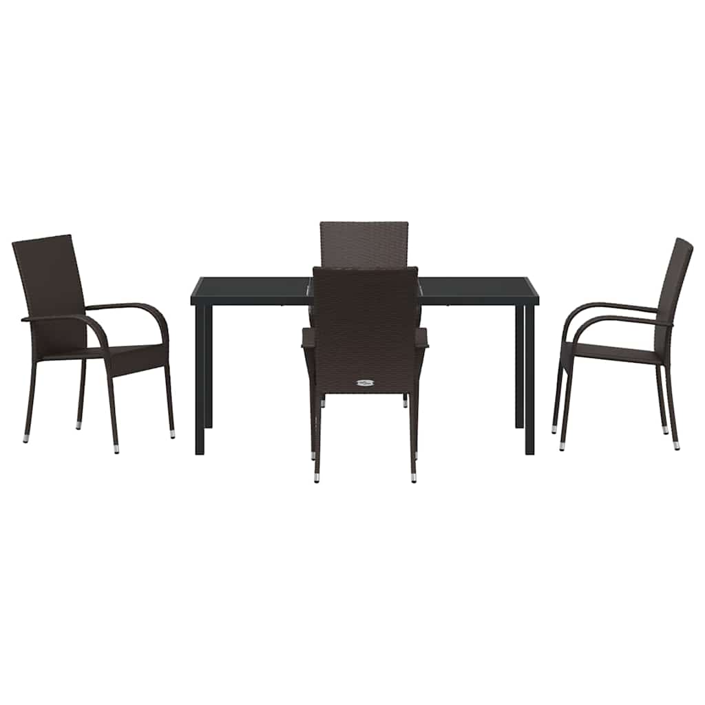 vidaXL Garden Dining Set 5 pcs Brown Powder-Coated Steel