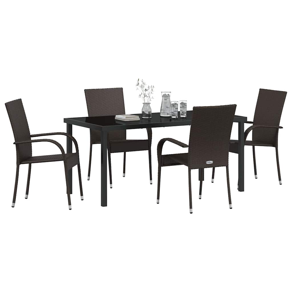 vidaXL Garden Dining Set 5 pcs Brown Powder-Coated Steel