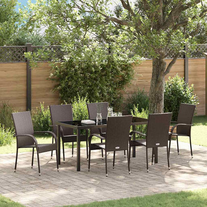 vidaXL Garden Dining Set 7 pcs Brown Powder-Coated Steel