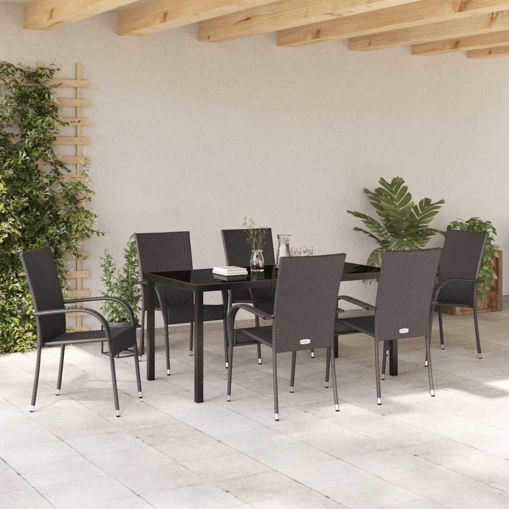 vidaXL Garden Dining Set 7 pcs Brown Powder-Coated Steel